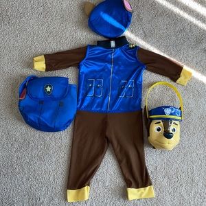 Chase Paw Patrol 3T - 4T Halloween Costume & Bucket